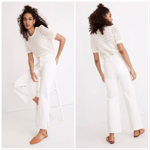 Madewell Perfect Fit Wide Leg Crop Jeans in Tile White Jeans - Picture 1 of 9